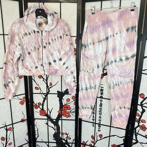 Young Fabulous & Broke Sz XS Tie Dye Jogger Sweatpants Hoodie Sweatshirt Set